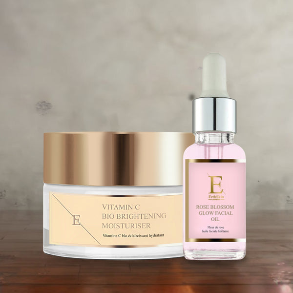 Rose Blossom Glow Facial Oil 30ml + Vitamin C Bio Brightening Moisturiser 50ml