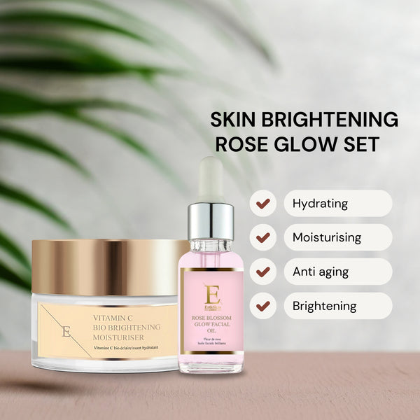 "Rose Blossom Glow Facial Oil 30ml + Vitamin C Bio Brightening Moisturiser 50ml "