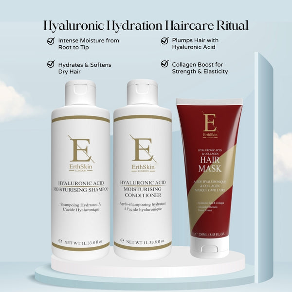 Hyaluronic Acid Moisturising Shampoo 1L + Hyaluronic Acid Moisturising Conditioner 1L + Hyaluronic acid & collagen Hair Mask 250ml