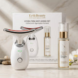 HYDRA FIRM ANTI AGING SET ( AGE -DEFYING FACE AND NECK MASSAGER -  WHITE WITH HA SERUM)