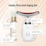 HYDRA FIRM ANTI AGING SET ( AGE -DEFYING FACE AND NECK MASSAGER -  WHITE WITH HA SERUM)