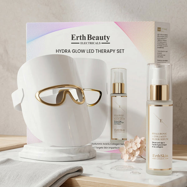 HYDRA GLOW LED THERAPY SET ( LED LIGHT THERAPY MASK white with HA Serum )