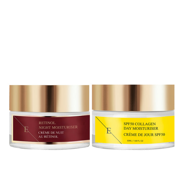 Retinol Night Moisturiser 50ml +  SPF 50 Collagen Day Cream 50ml