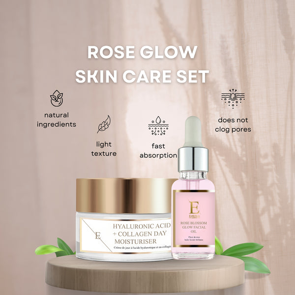 Rose Blossom Glow Facial Oil 30ml + Hyaluronic acid & Collagen Day Cream