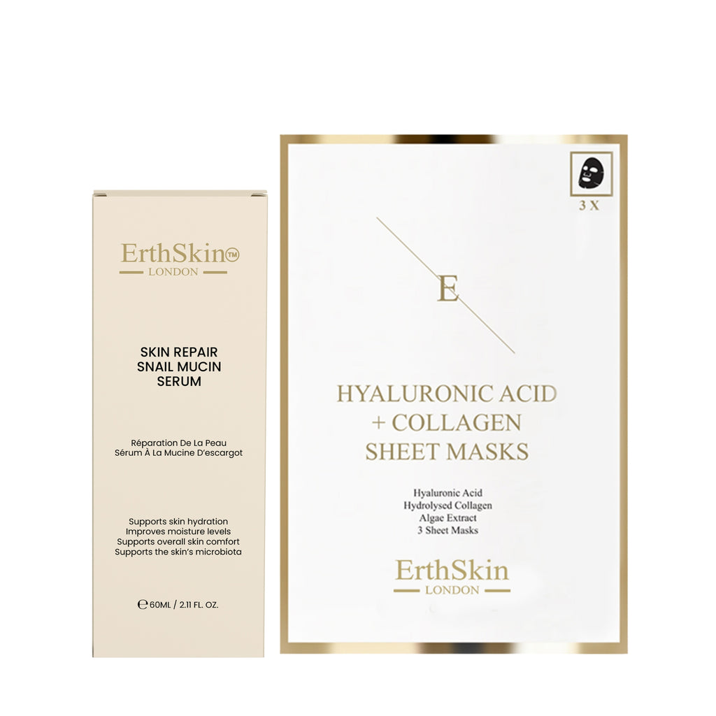 Skin Repair Snail Mucin Serum 60ml +  Hyaluronic Acid & Collagen Mask (3 Sheets)