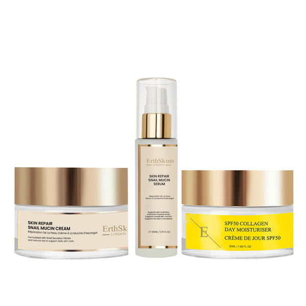 Skin Repair Snail Mucin Cream 50ml + Skin Repair Snail Mucin Serum 60ml + SPF 50 Collagen Day Cream 50ml